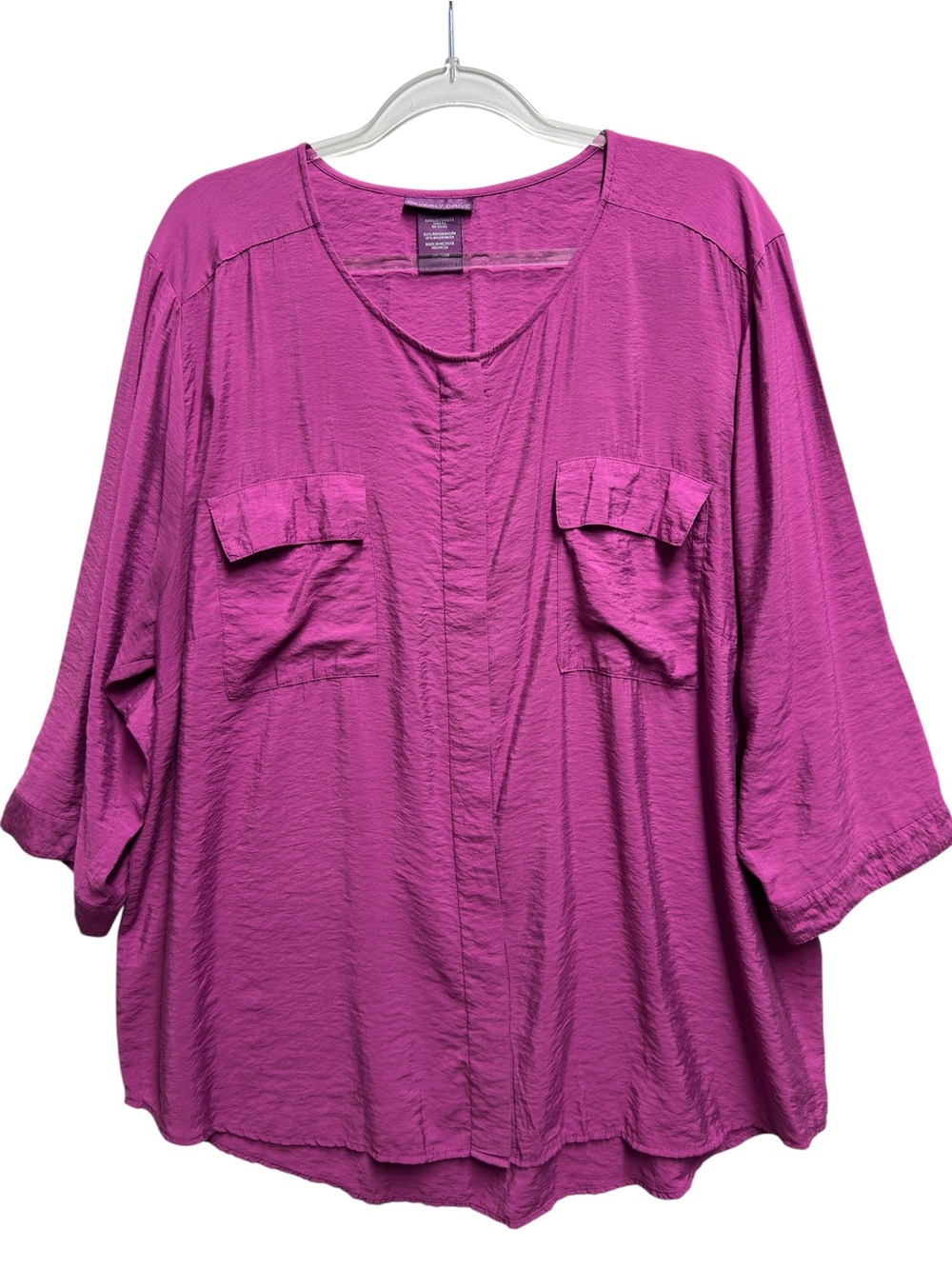 Tuxedo Satin Silky Rayon Knit Shirt Tunic Blouse
